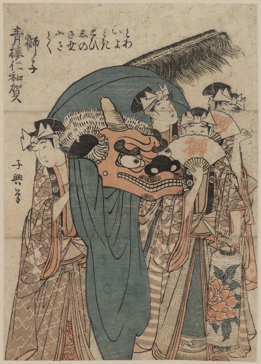 Japansk ukiyo-e i fuld farve i træsten af Eishōsai Chōki