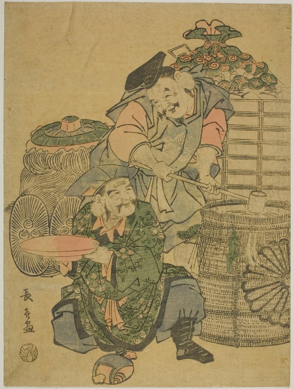 Ebisu og Daikokuten smager på sake af Eishōsai Chōki