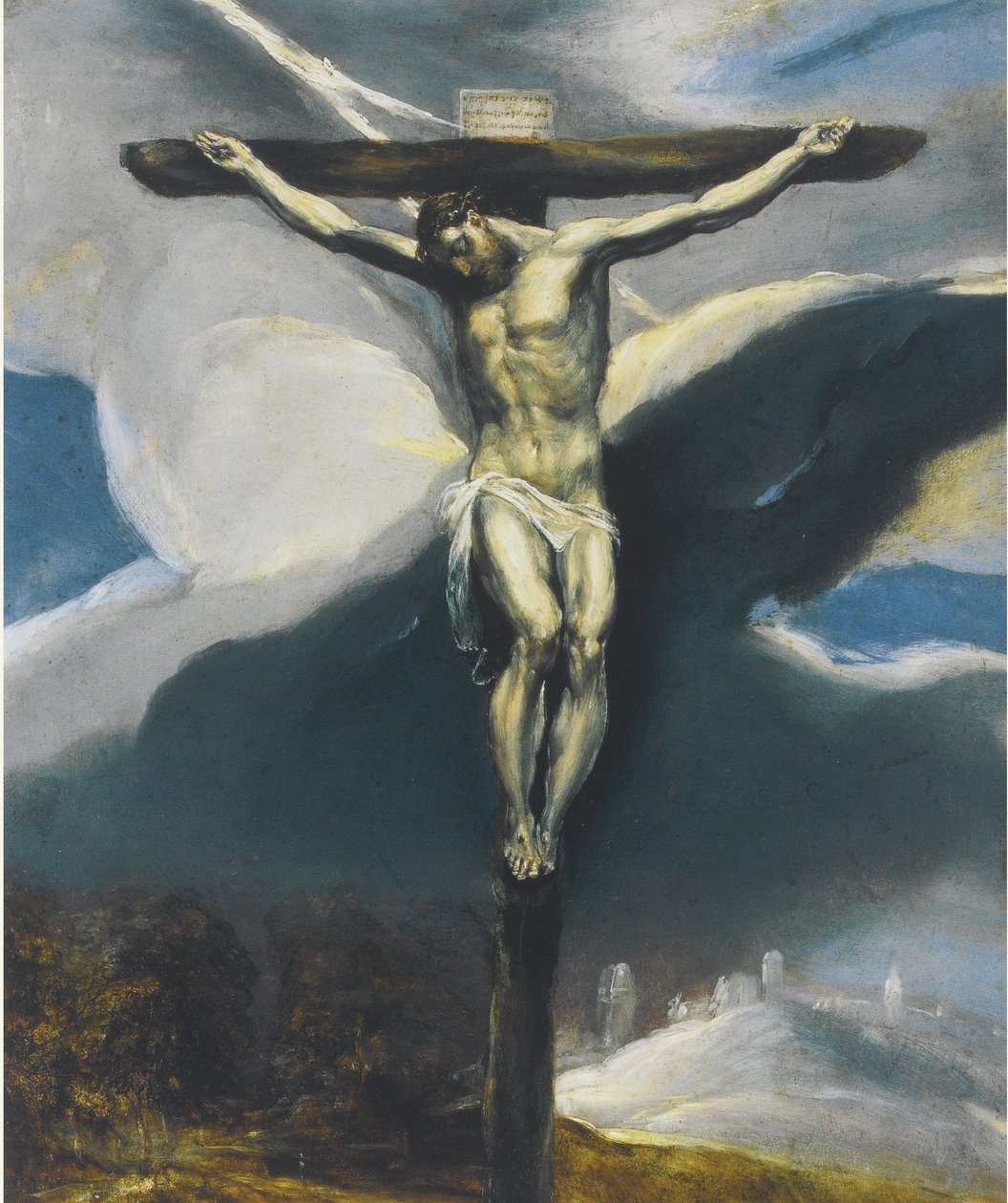 Kristus på korset i et landskab af El Greco