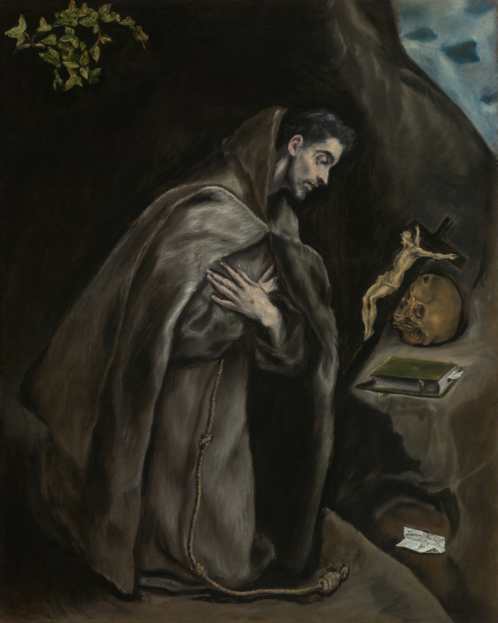 Saint Francis knæler i meditation, 15951600. af El Greco
