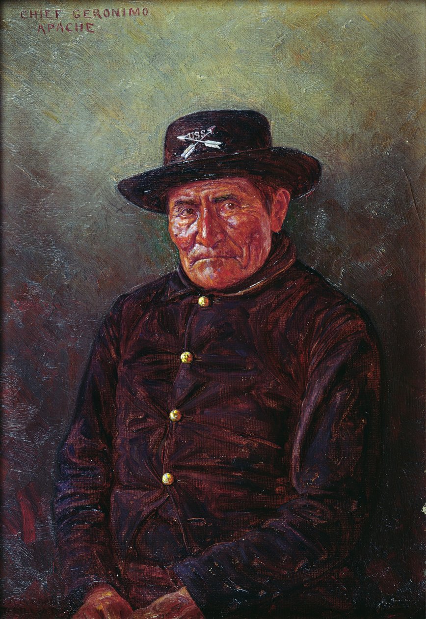 Høvding Geronimo (olie på lærred) af Elbridge Ayer Burbank