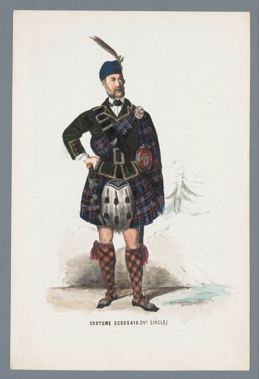 Skotsk kostume. (1800-tallet.) (titel på objektet) af Elias Spanier