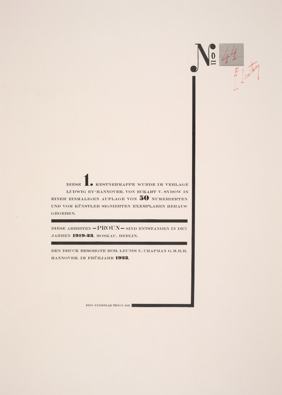 Titel side af Eliezer Markowich Lissitzky