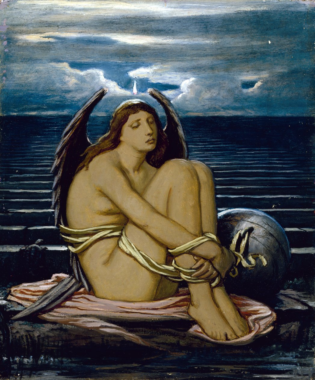 Sjæl i trældom, ca. 1891 (olie på pap) af Elihu Vedder