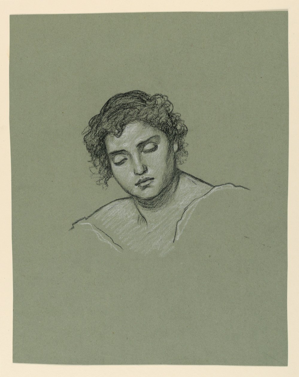 Tegning, Kvindehoved, ca. 1885 af Elihu Vedder