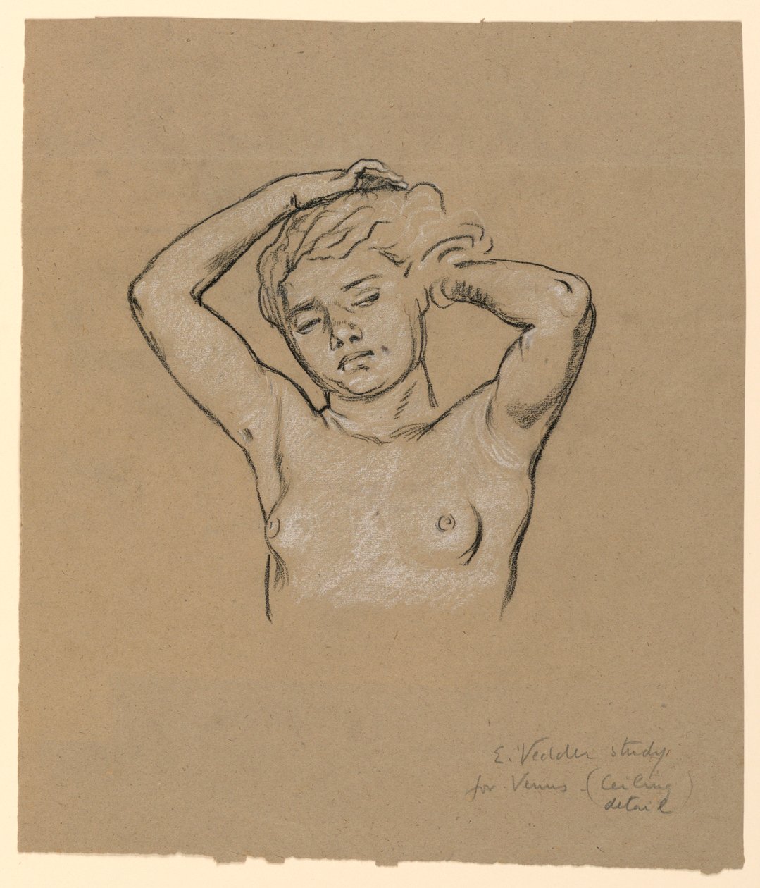 Tegning, studie til "Venus", ca. 1885 af Elihu Vedder