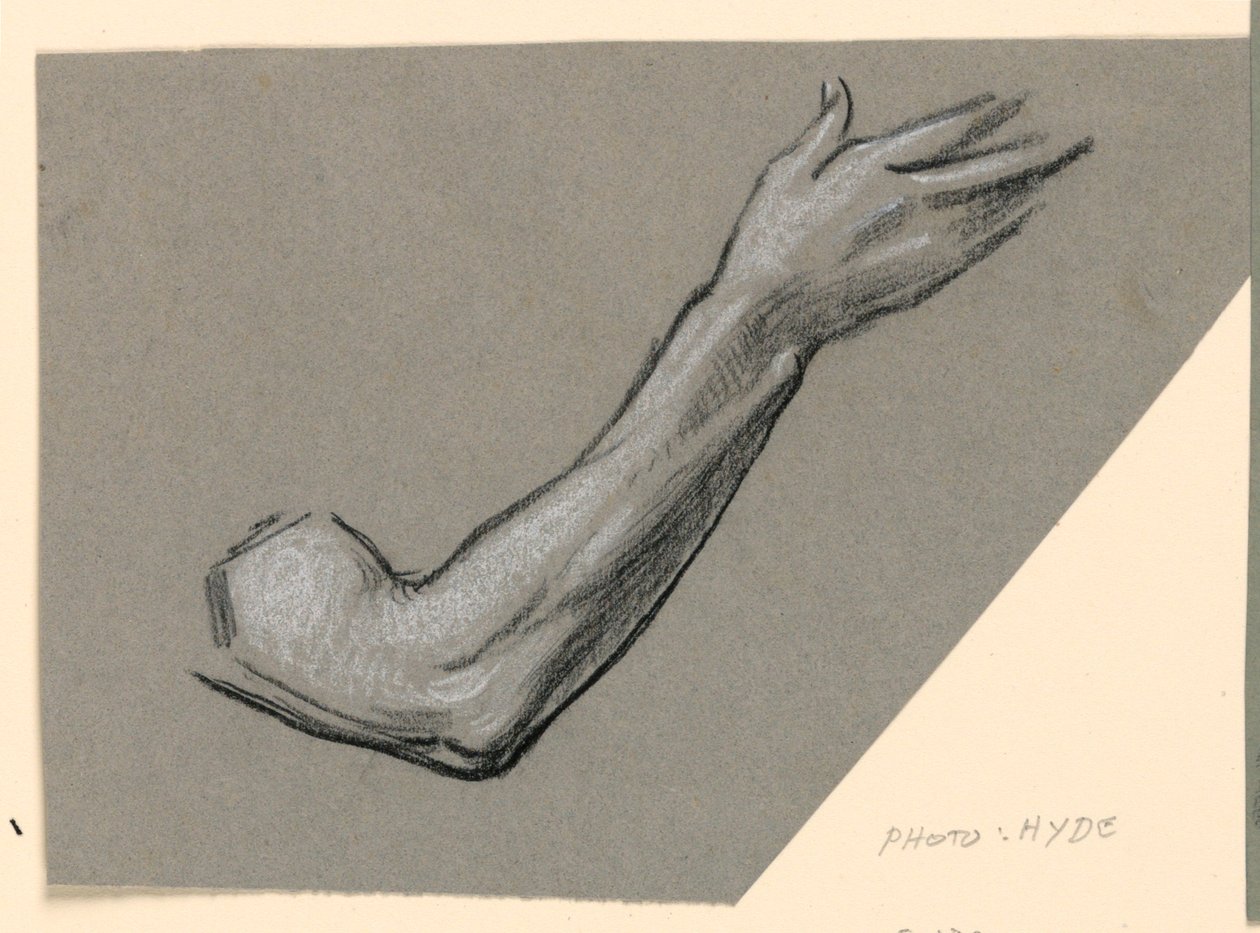 Tegning, detalje af en arm, ca. 1885 af Elihu Vedder