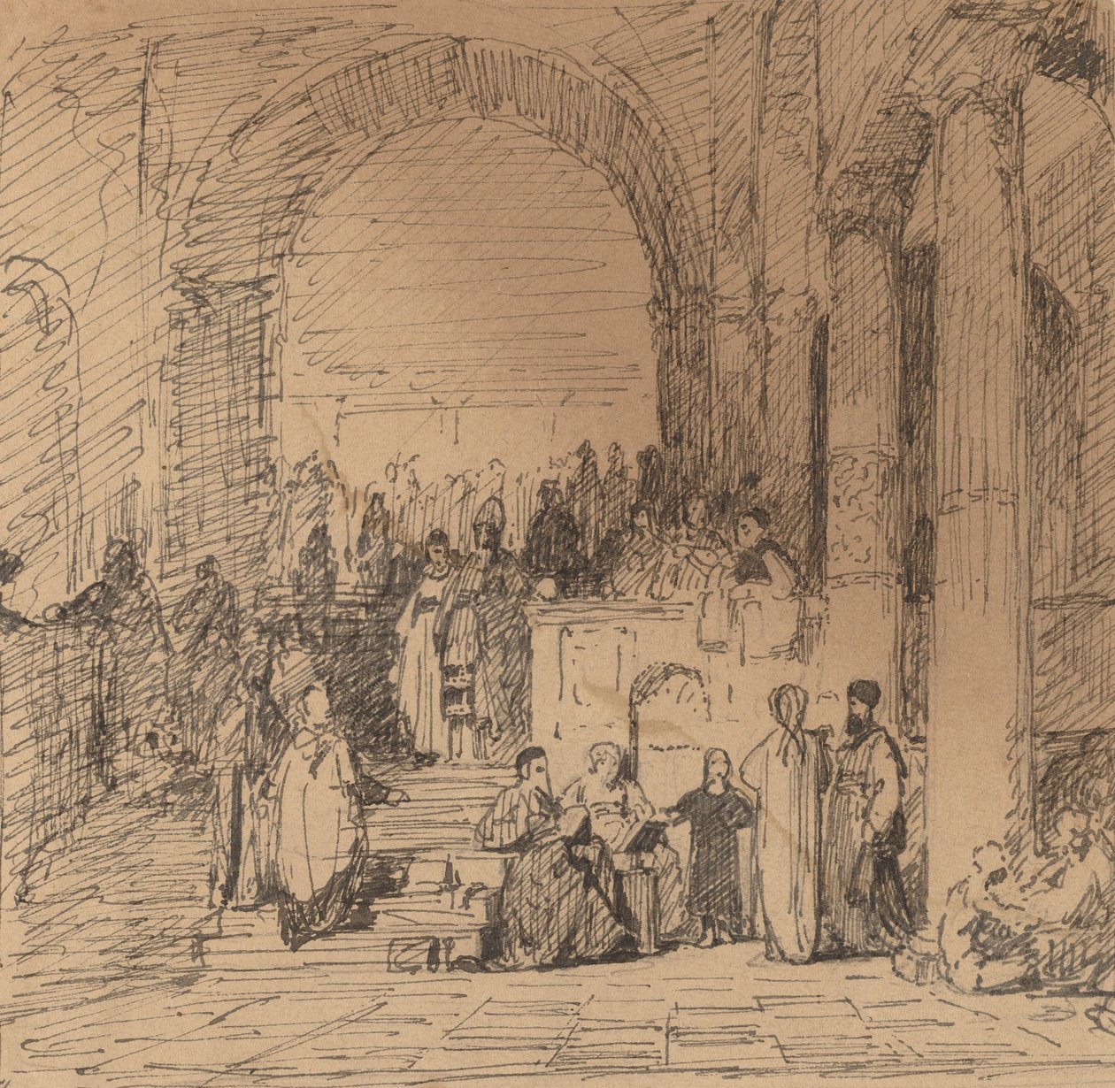 Studie efter gammel mester, ca. 1858. af Elihu Vedder