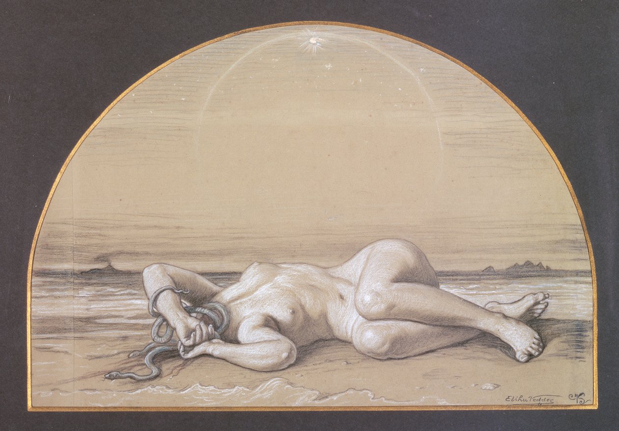The Dead Medusa (kridt på papir) af Elihu Vedder