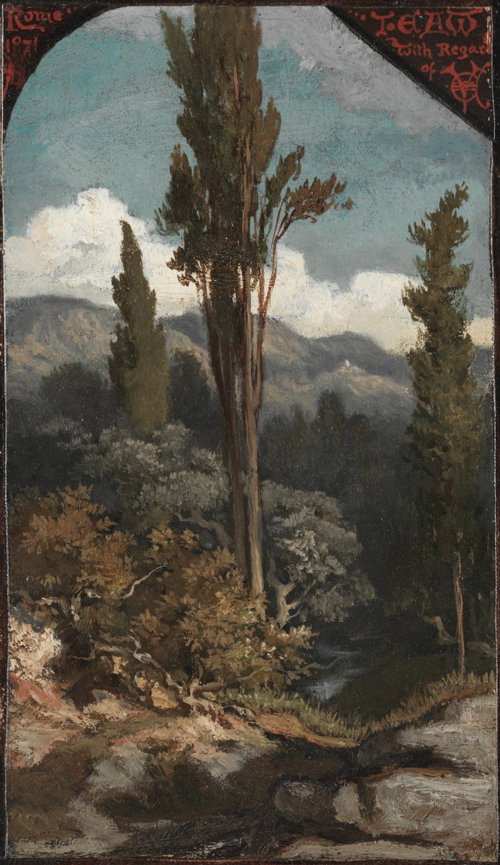 Tre træer: Italien, 1871. af Elihu Vedder