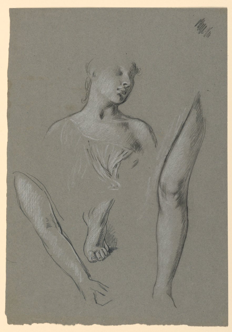 detaljer om figurstudier af Elihu Vedder