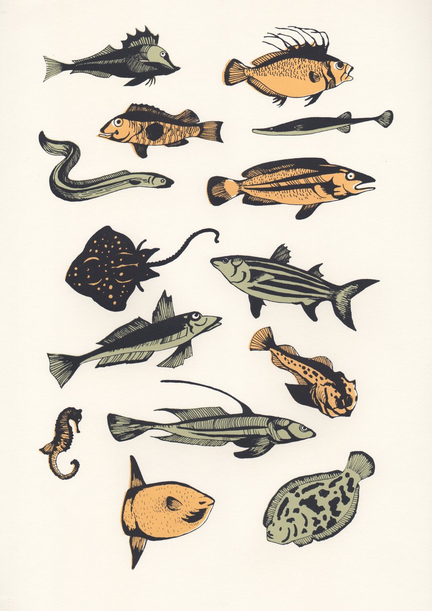Plain Fish, 2015 (serigrafi) af Eliza Southwood