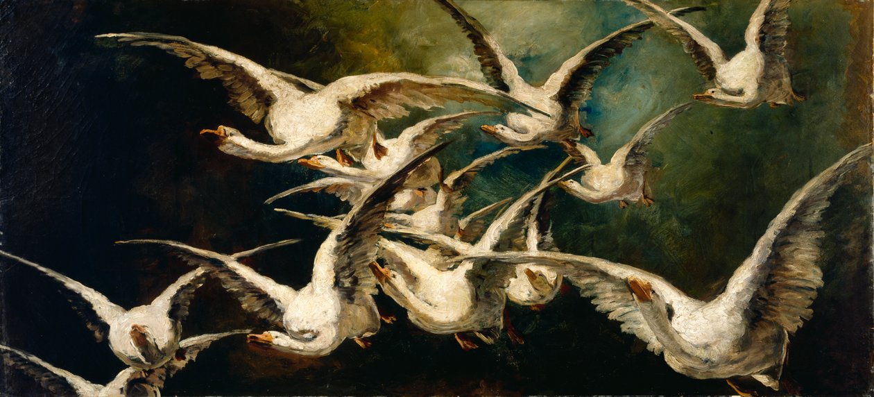 Flok gæs, ca. 1883. af Elizabeth Nourse