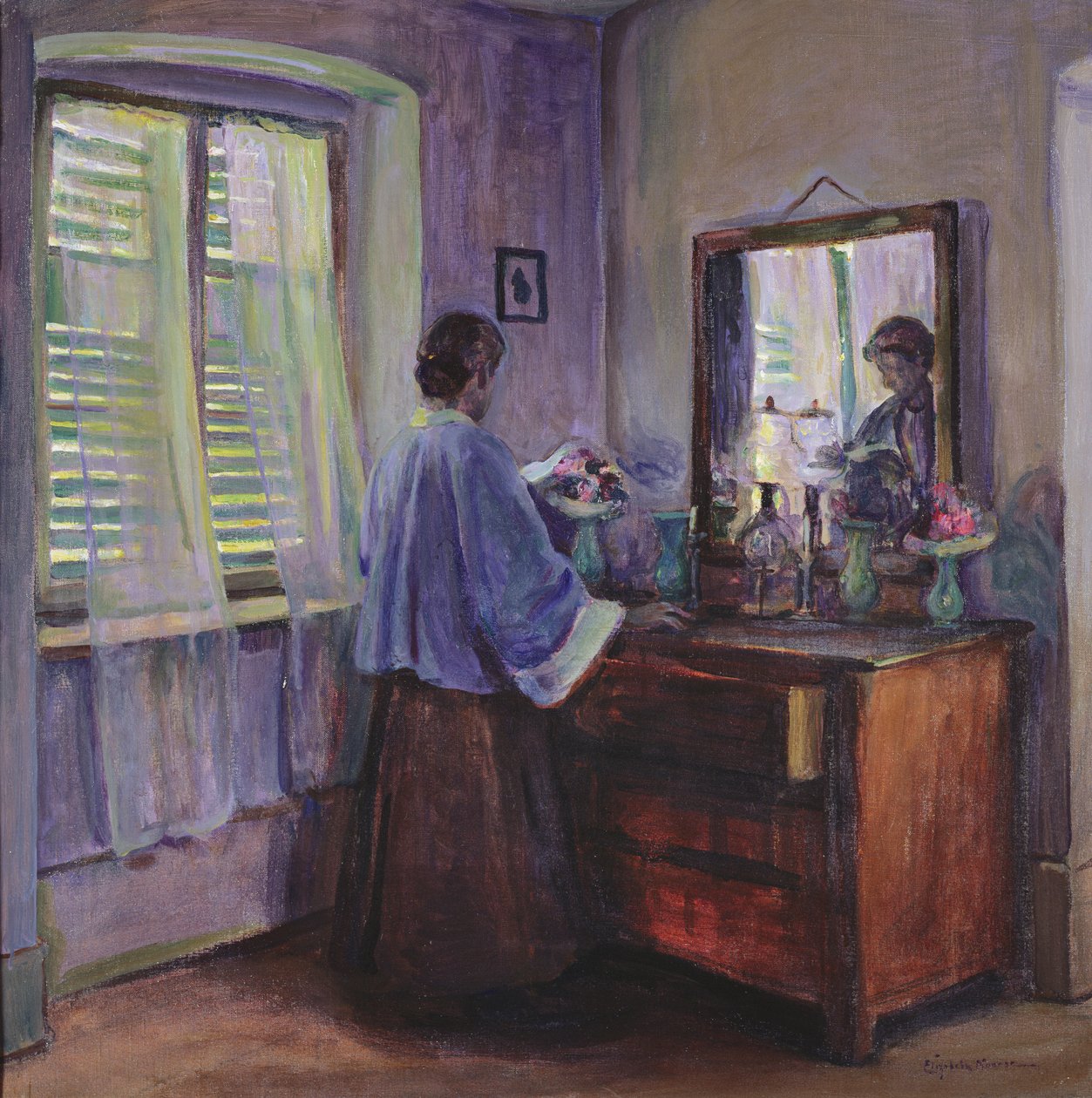 De lukkede skodder (olie på lærred) af Elizabeth Nourse