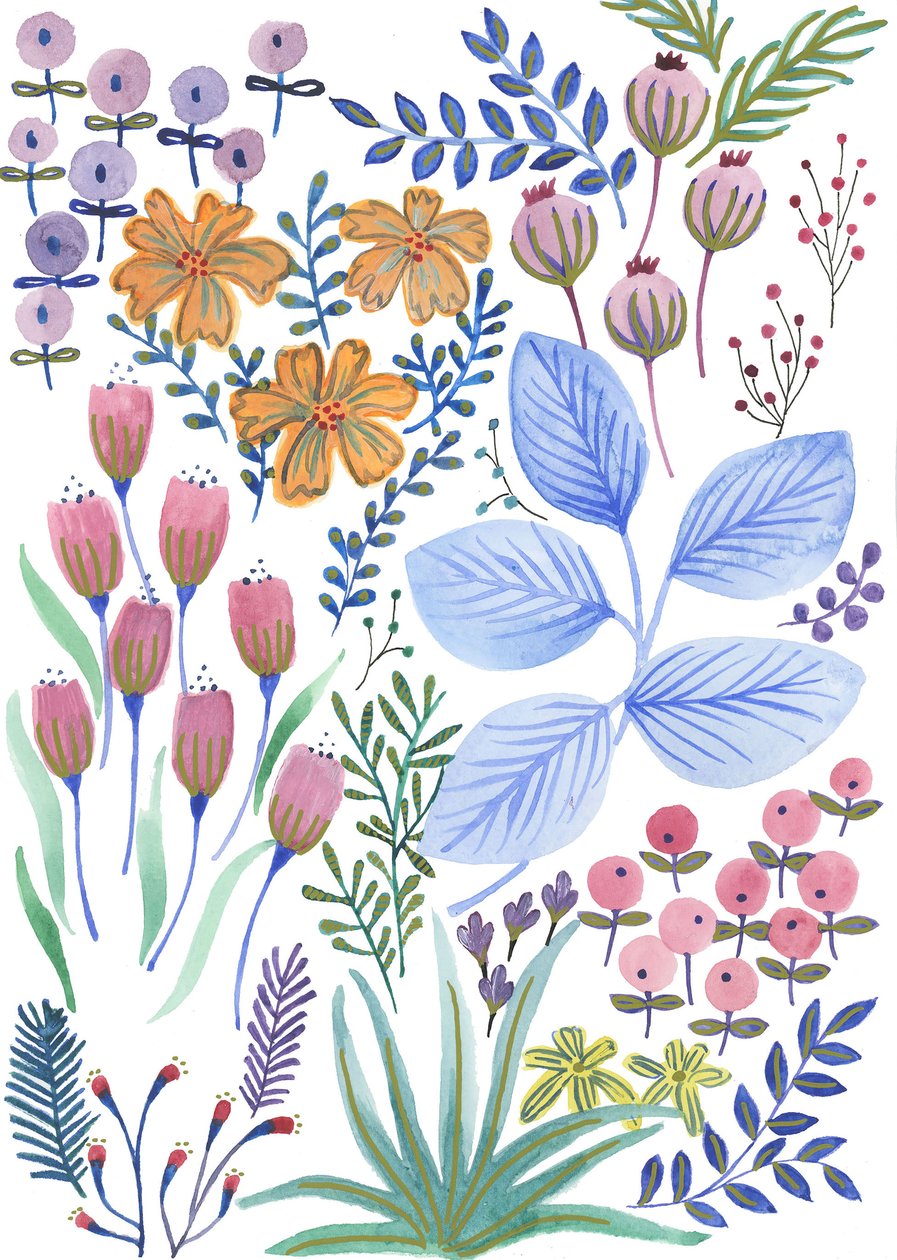 Spring Blooms, 2017 (akvarel) af Elizabeth Rider