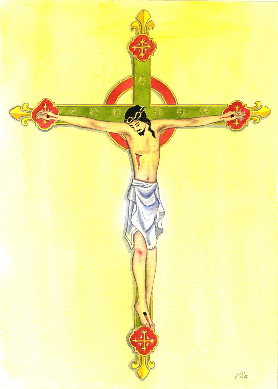 A Crucifix, 2001 (w/c på papir) af Elizabeth Wang