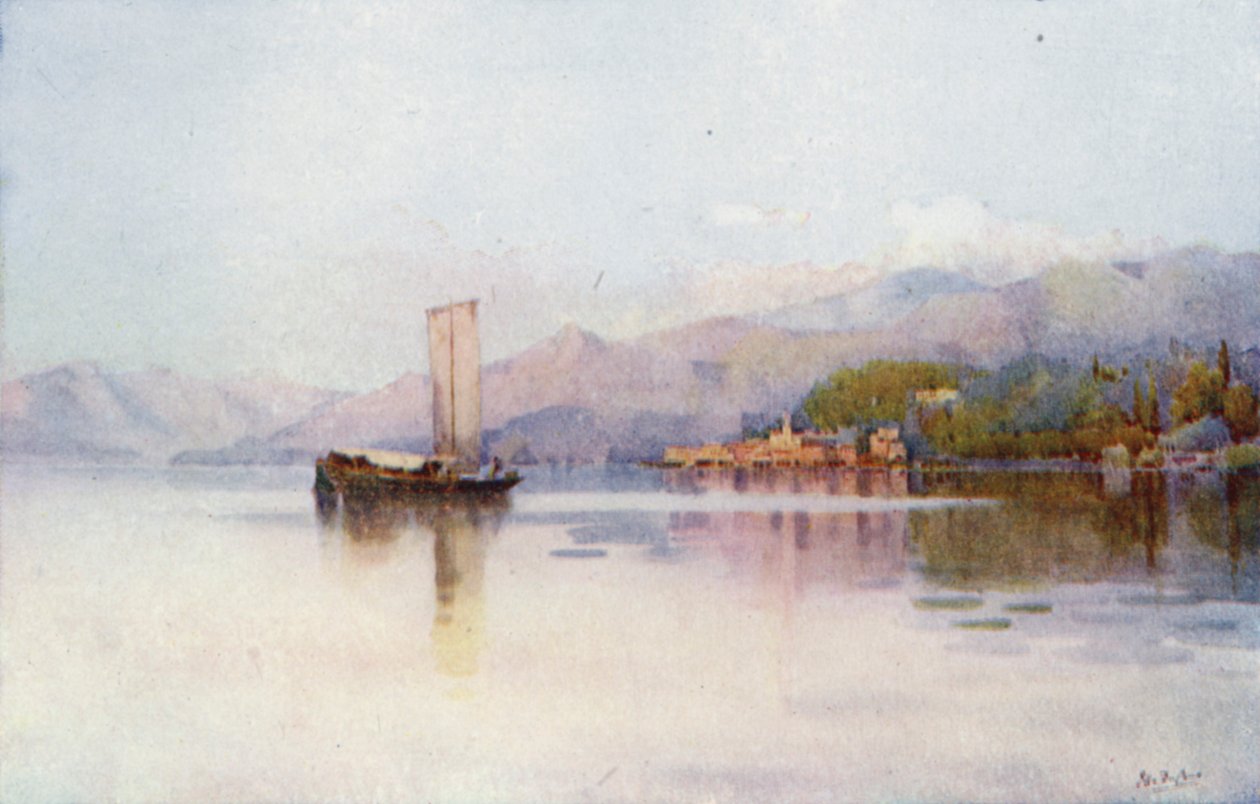 Bellagio, Comosøen (farve litho) af Ella Du Cane