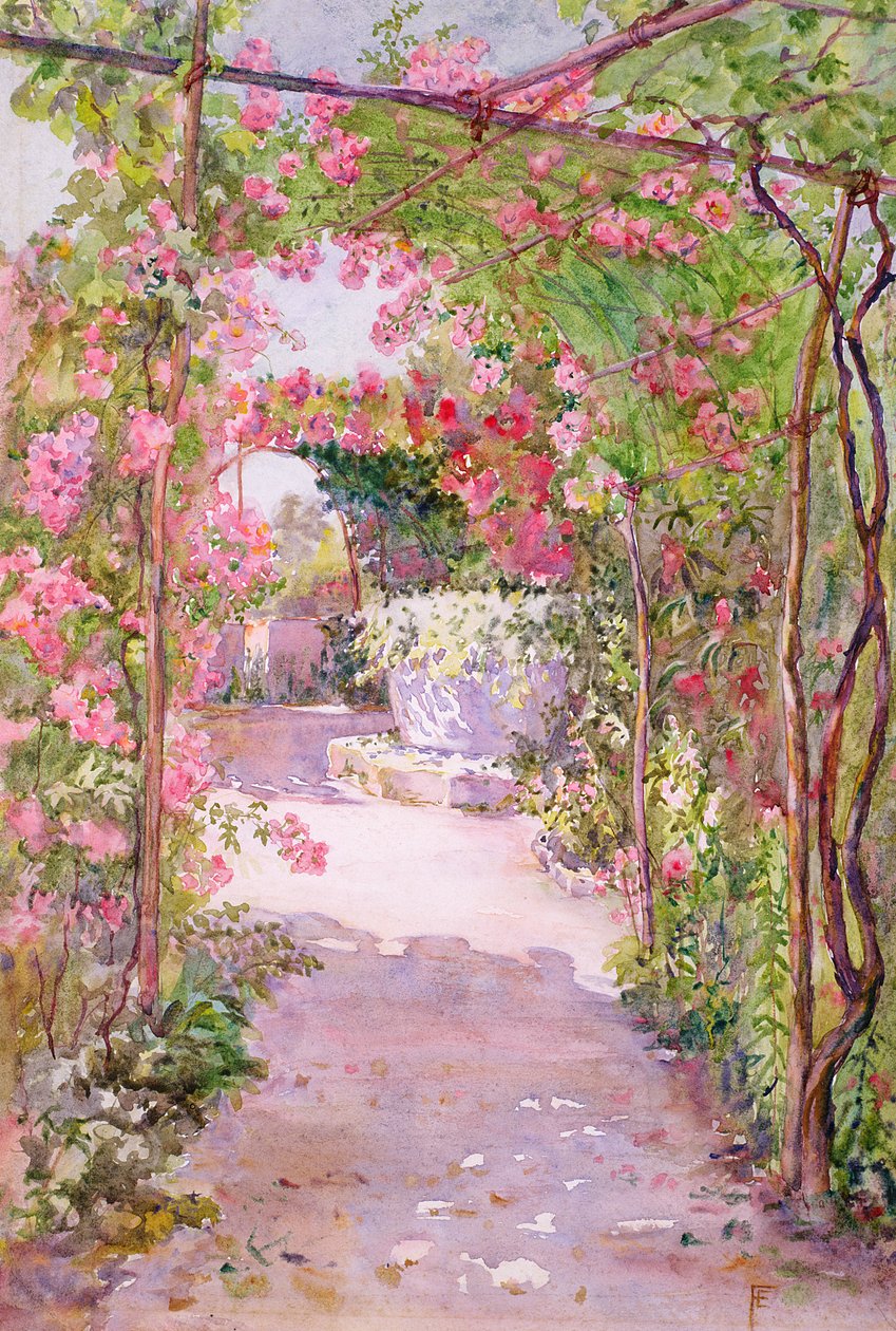 A Rose Arbor og Old Well, Venedig af Ellen Fradgley