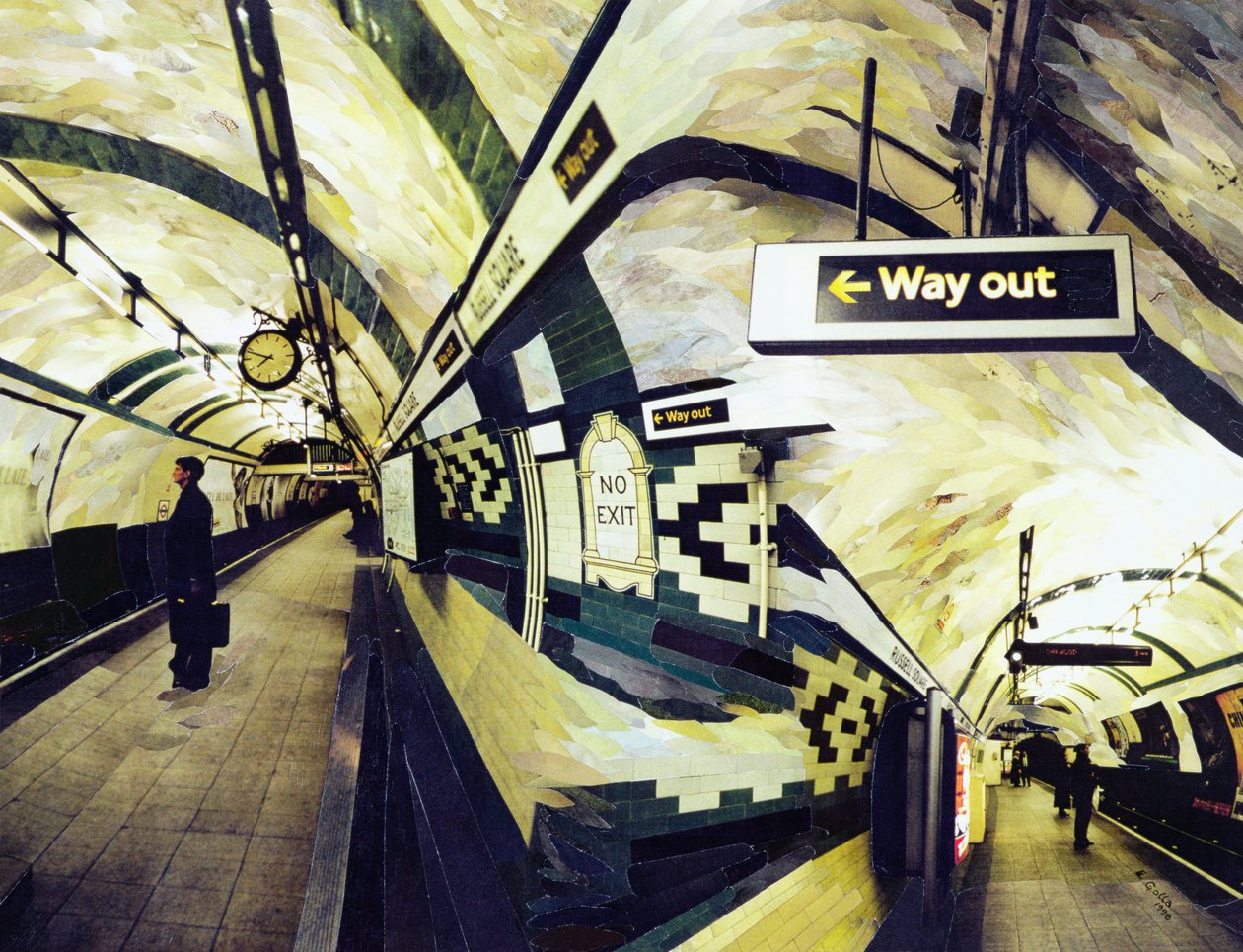 Way Out (Russell Square) 1998 (papirmosaikcollage) af Ellen Golla