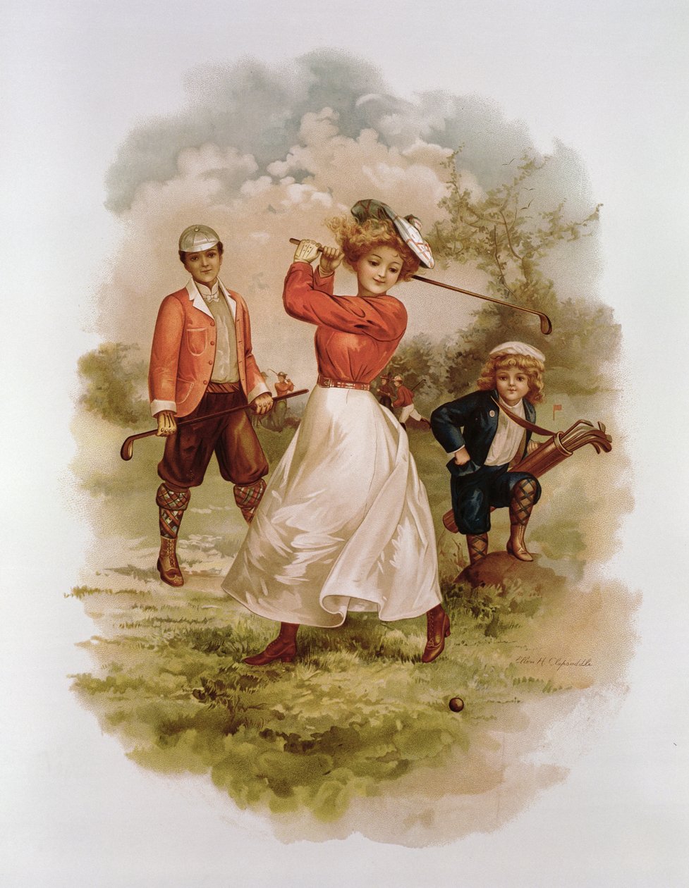 Golf (chromolitho) af Ellen Hattie Clapsaddle
