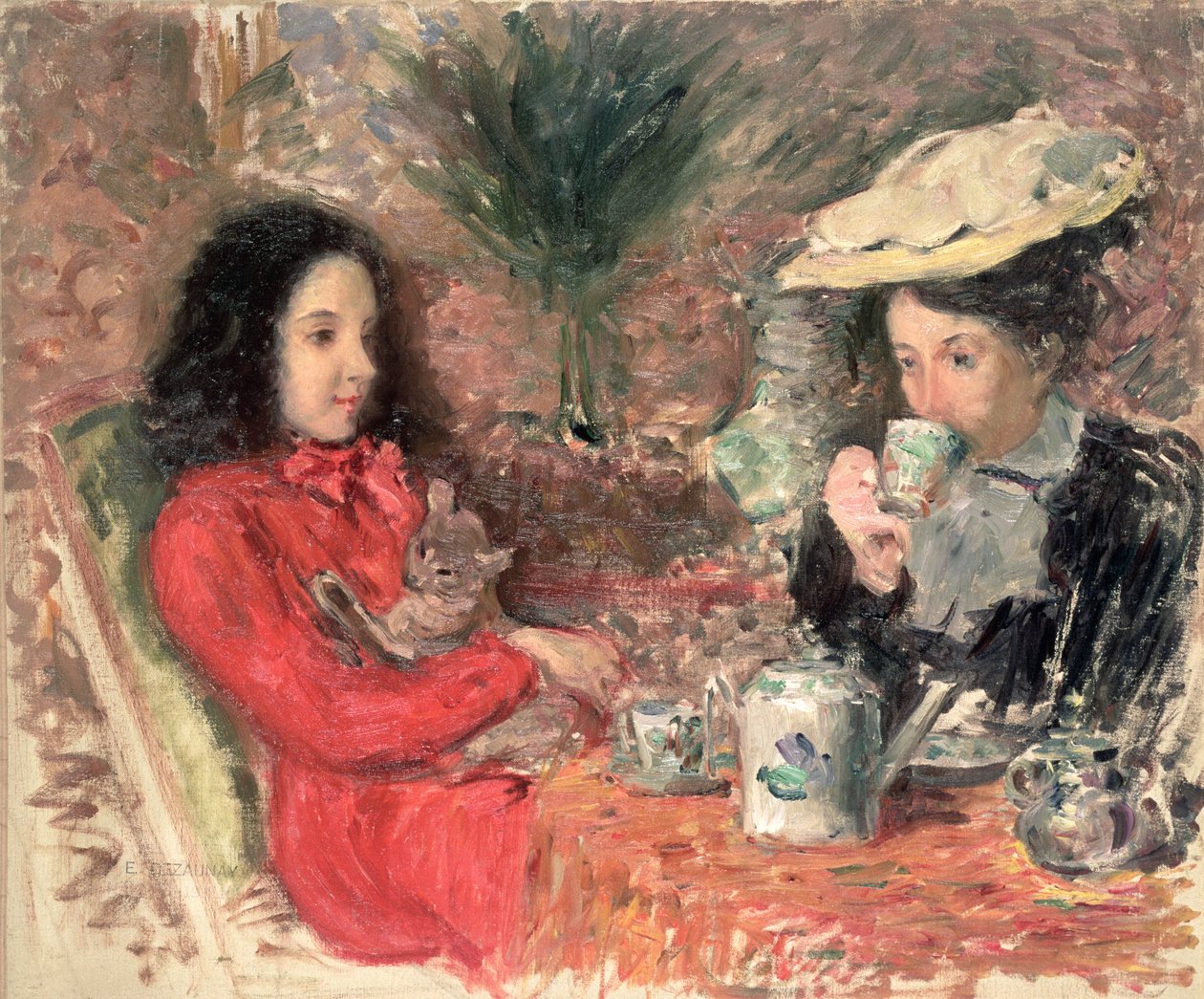 Tea Time, ca. 1900 af Emile Alfred Dezaunay