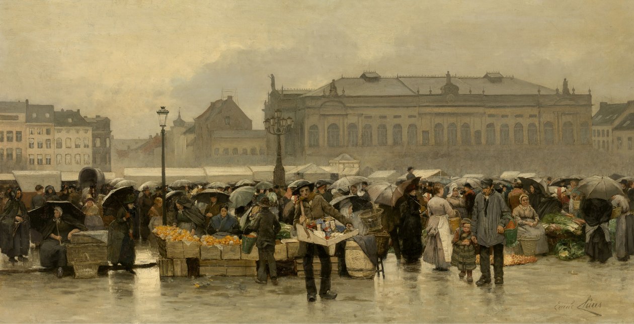 Markedet for teatret i Antwerpen af Emile Claus