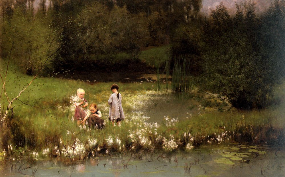 Plukker blomster af Emile Claus