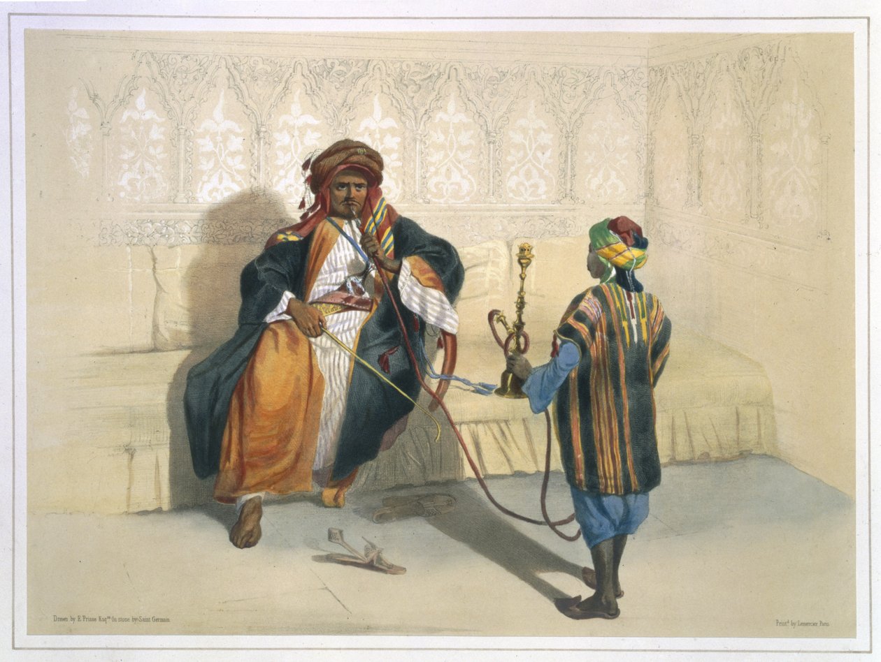 En arabisk sheik ryger, illustration fra 