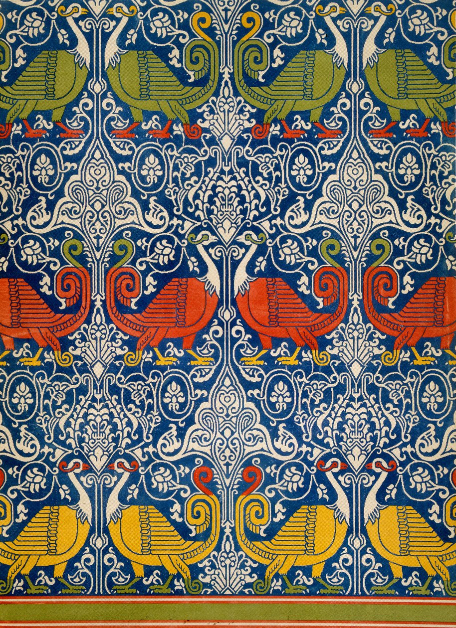 Eksempel på trykt egyptisk stof, 19. århundrede (chromolitho) af Emile Prisse d