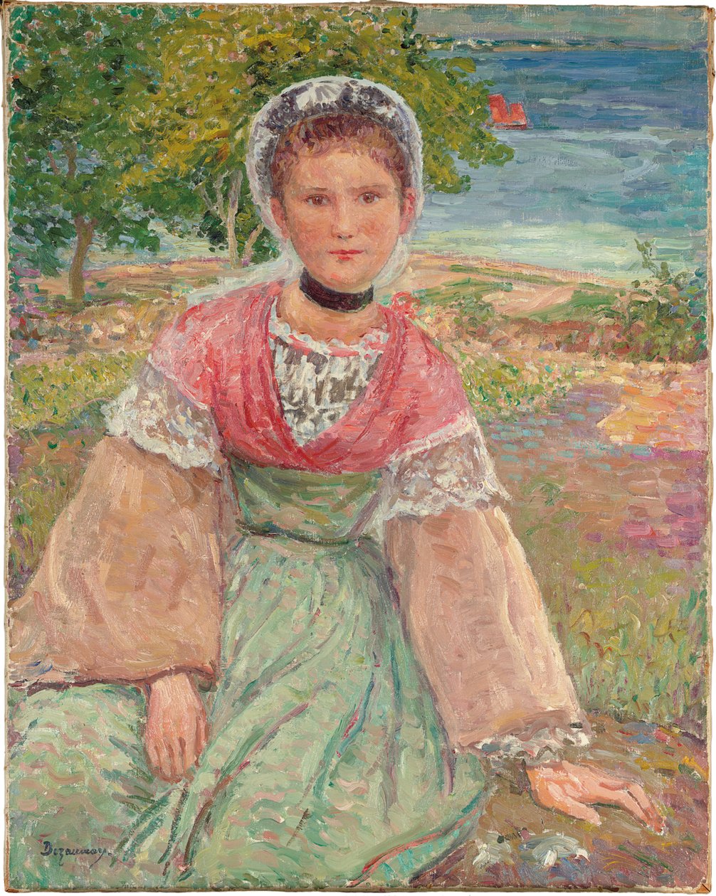 Young Bretonne, ca. 1895 (olie på lærred) af Emile Alfred Dezaunay