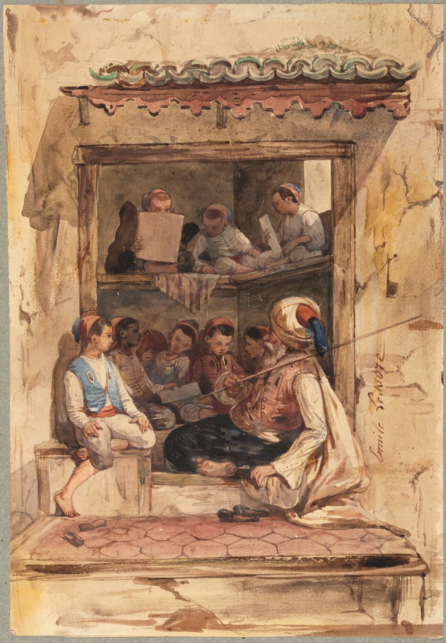 Drengeskole, 1800-tallet. af Emile Aubert Lessoire