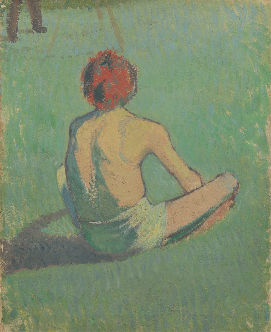 Dreng sidder i græsset af Emile Bernard