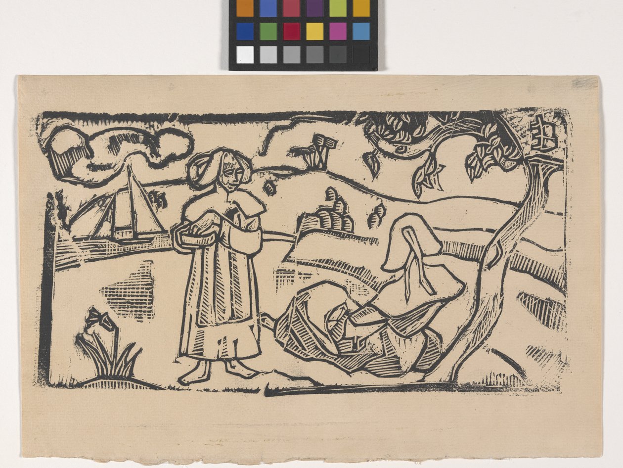 Deux Bretonnes (to bretonske kvinder) (træbloktryk) af Emile Bernard