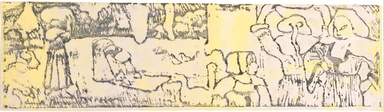 La Lessive (Tøjvasket) (zinkograf med håndfarvning) af Emile Bernard