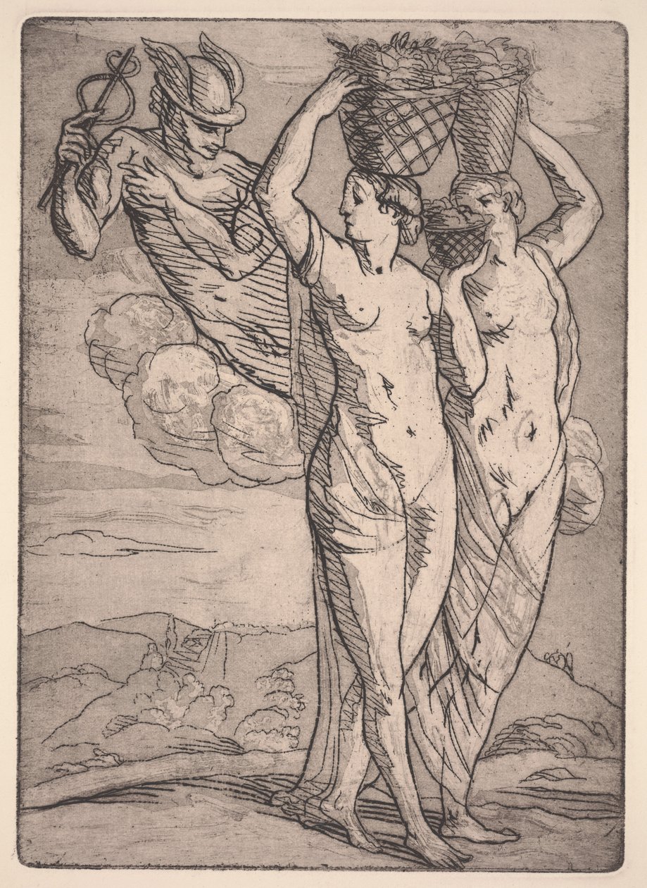 Mercury and Two Women (etching & aquatint) af Emile Bernard
