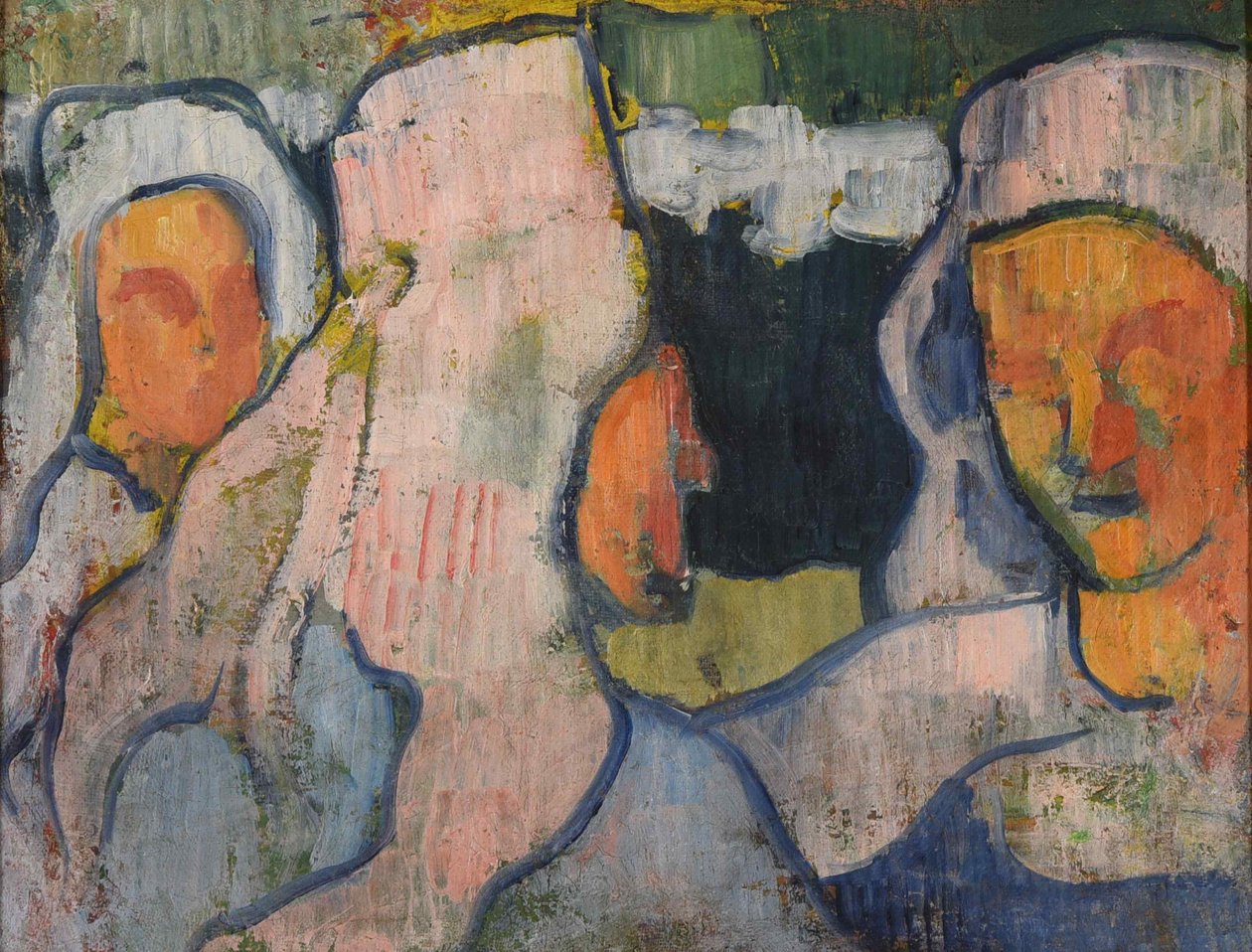 Tre bretonske kvinder i sørgende hovedbeklædning, 1888. af Emile Bernard