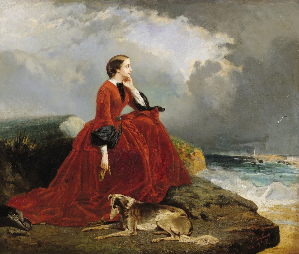 Kejserinde Eugénie 1826-1920 på Biarritz. af Emile Defonds