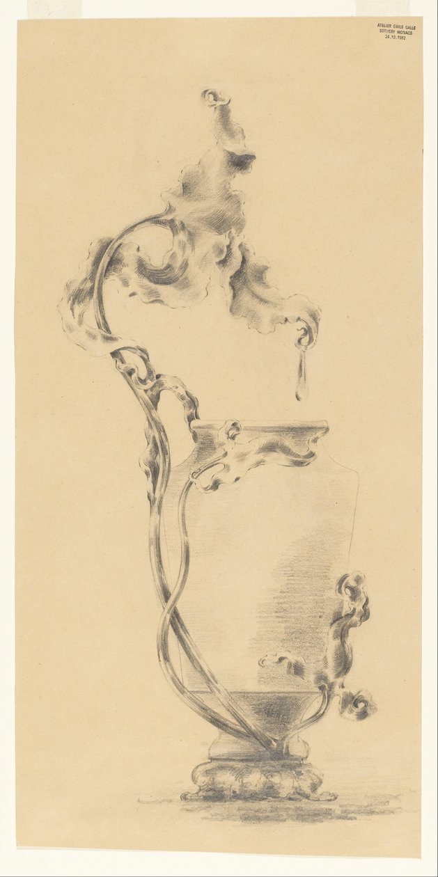 Design til en bronzemonteret vase af Emile Galle
