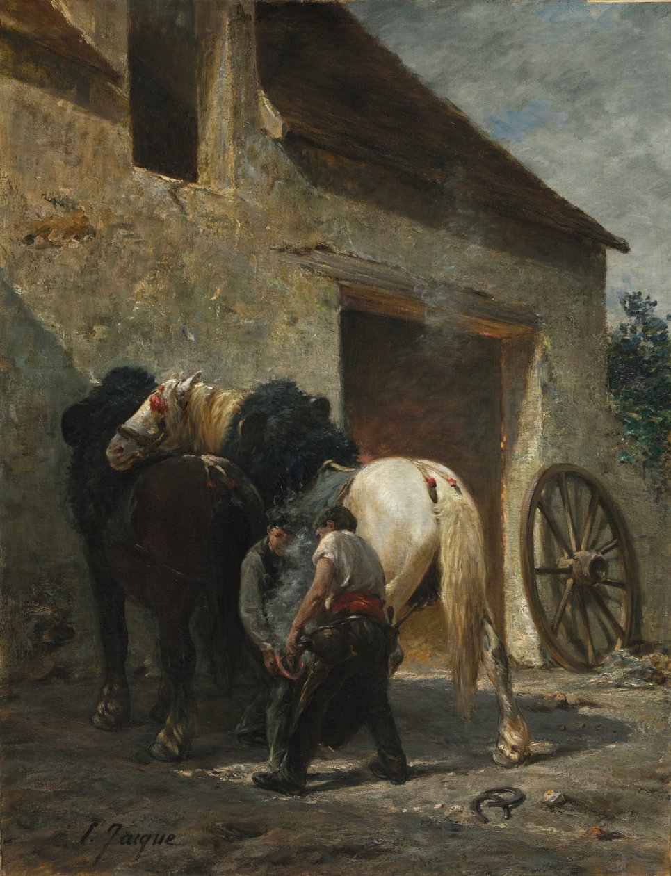 Blacksmiths, efter 1887 (olie på stof) af Émile Jacque
