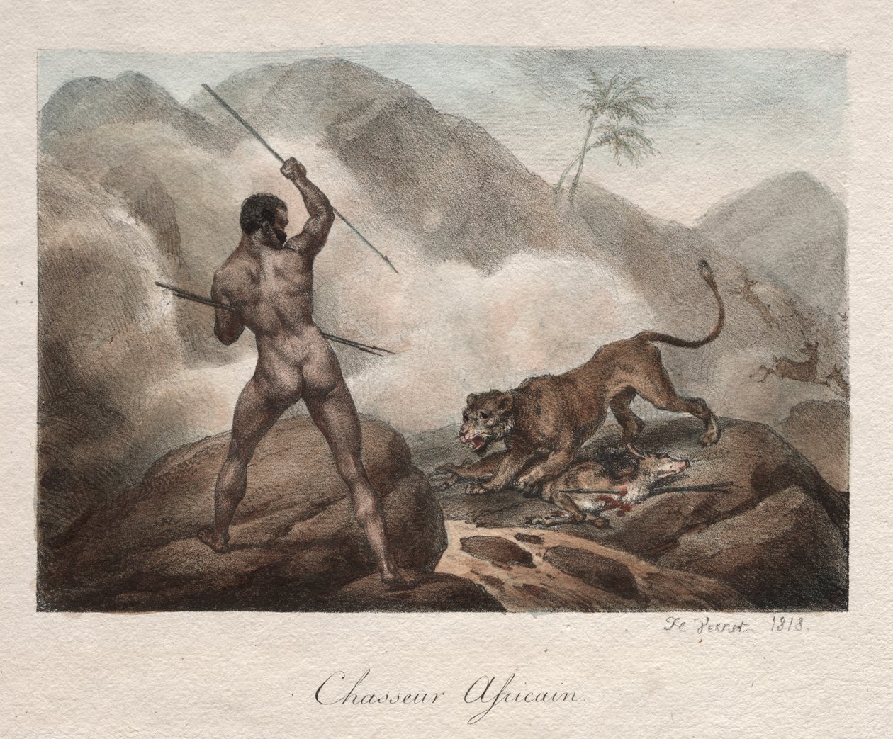 afrikansk jæger af Emile Jean Horace Vernet