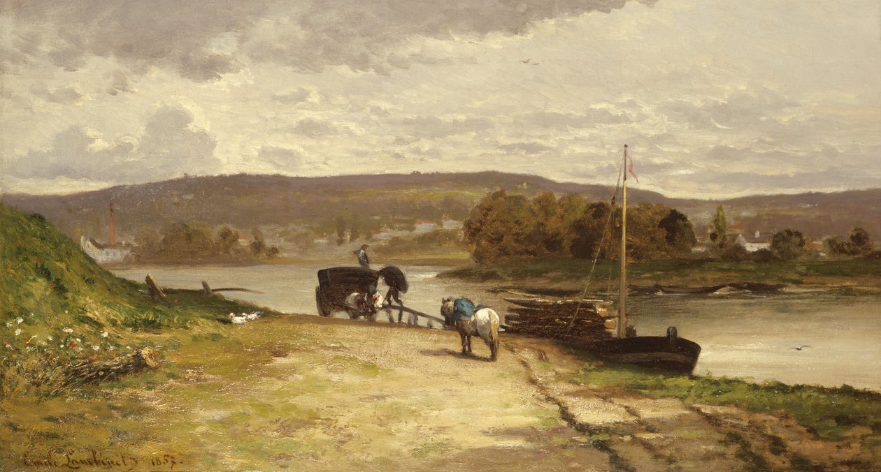 Flodlandskab, 1837 af Emile Lambinet