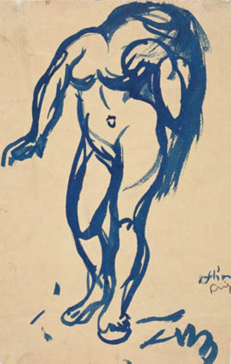 Stående kvinde med håret nede. af Emile Othon Friesz