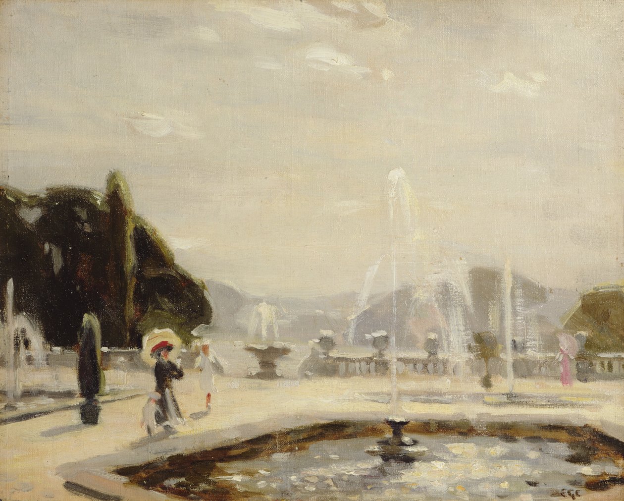 The Fountain (olie på lærred) af Emily G. Court