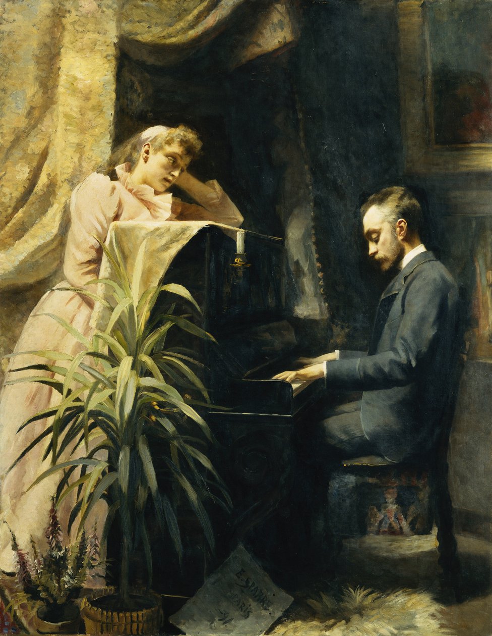 Ved klaveret, 1891 af Emma Sparre
