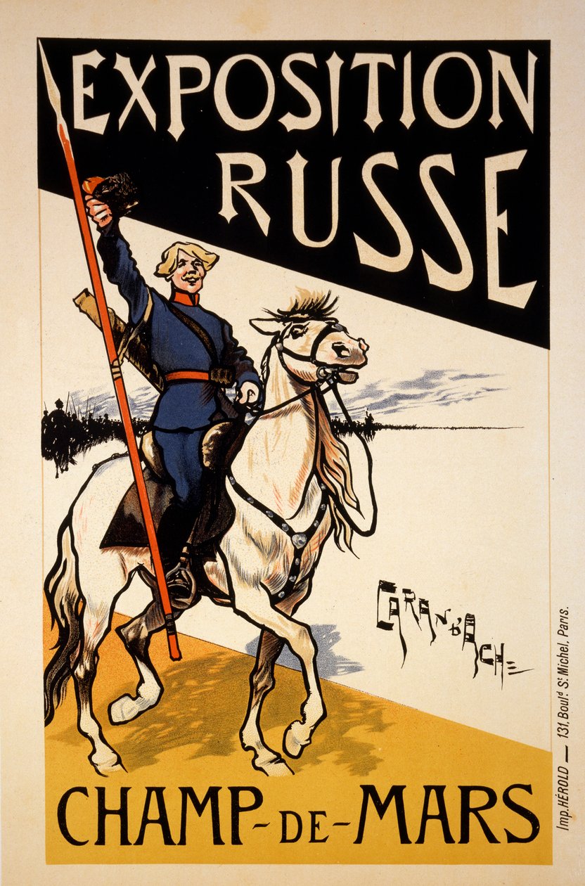 Plakat for en russisk udstilling på Champs de Mars, Paris, ca. 1910 af Emmanuel Poire Caran D