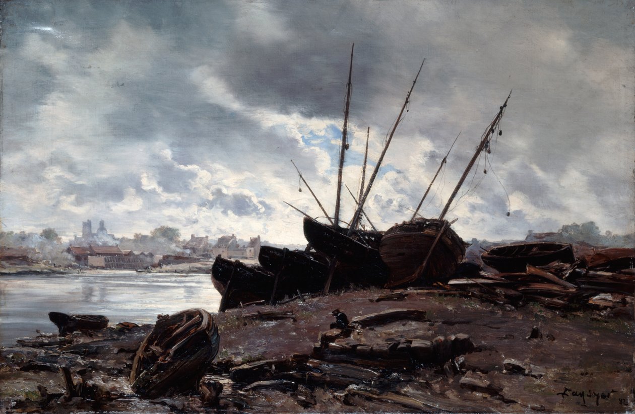 Både, der venter på tidevandet, 1882. af Emmanuel Lansyer