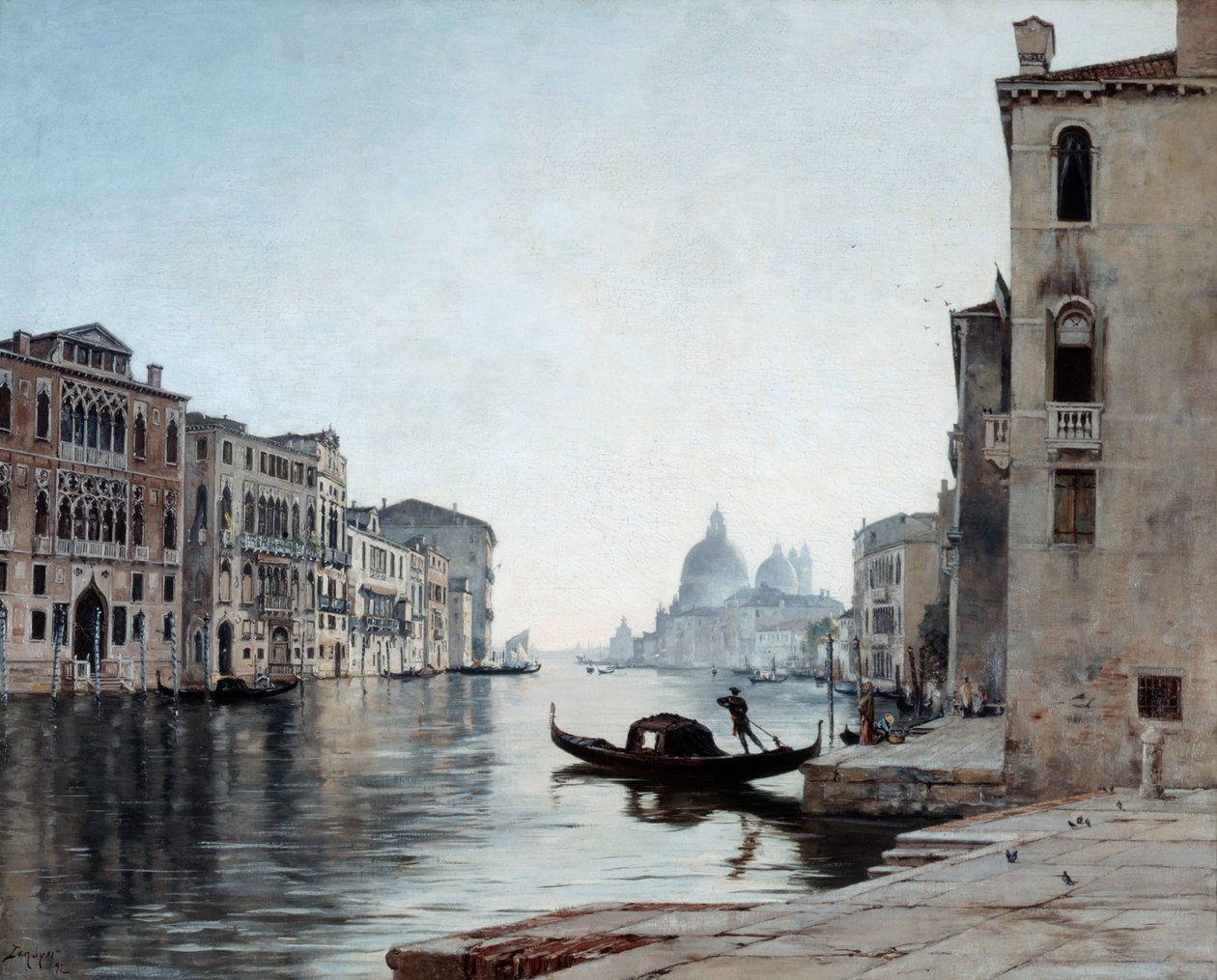 Gondol på Canal Grande, 1892. af Emmanuel Lansyer