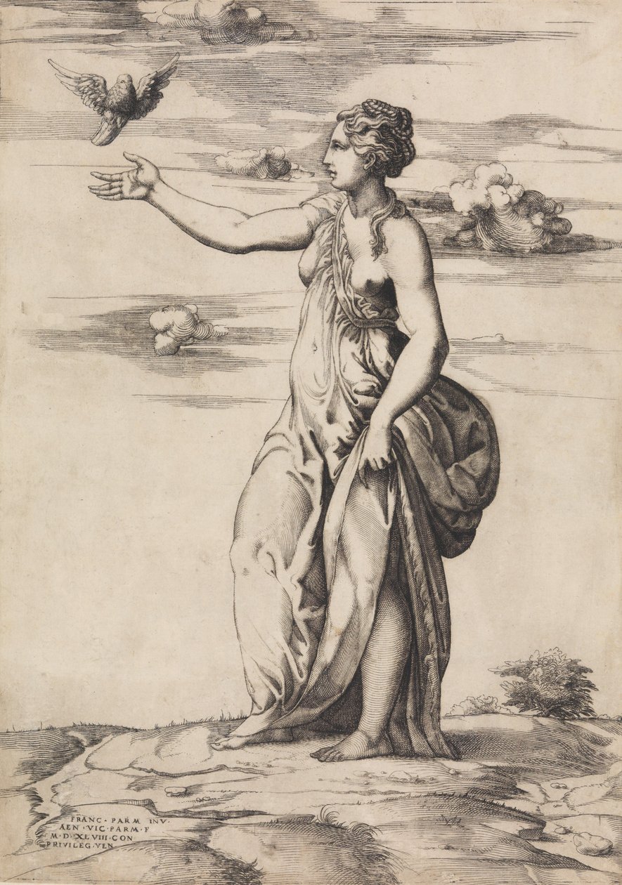 Proserpin ændrer Aesculapius til en ugle, 1548. af Enea Vico