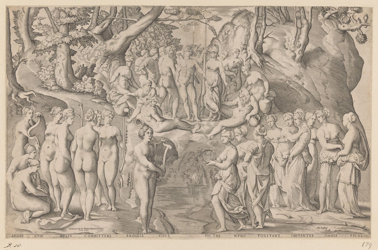 Konkurrence mellem Muses og Pierides af Enea Vico