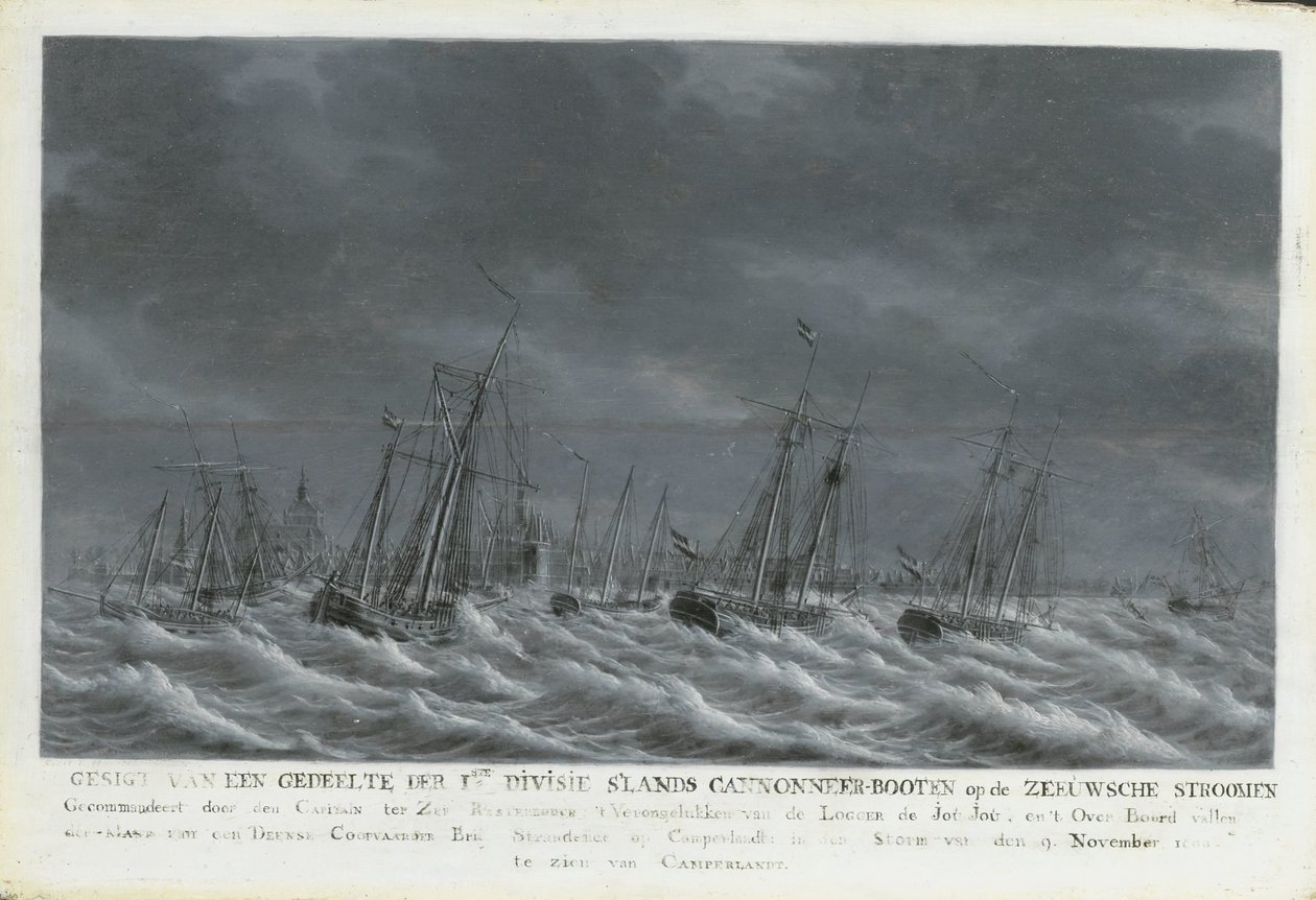 Den bataviske flåde ud for Veere, 1800 af Engel Hoogerheyden